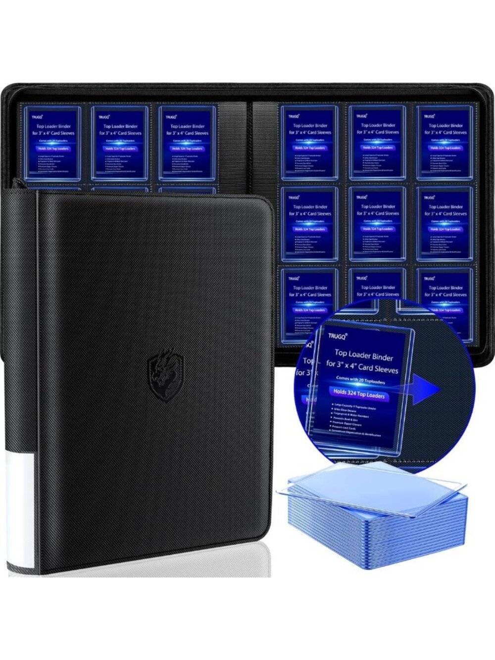 Waterproof Toploader Binder for 324 Cards | Anti-Yellowing Inserts | Portable